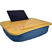 Yogibo Traybo 2.0 Lap Desk, Bamboo Top Lap Desk With Pillow for Laptop Built in Slot for Tablet or Phone, Lap Pad for Working, Reading, Writing, Lap Board, Blue