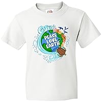 inktastic Earth Day Peace Love Earth with Turtle and Waves Youth T-Shirt