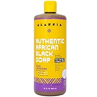 Alaffia Authentic African Black Soap (Wild Lavender, 32 Fl Oz)