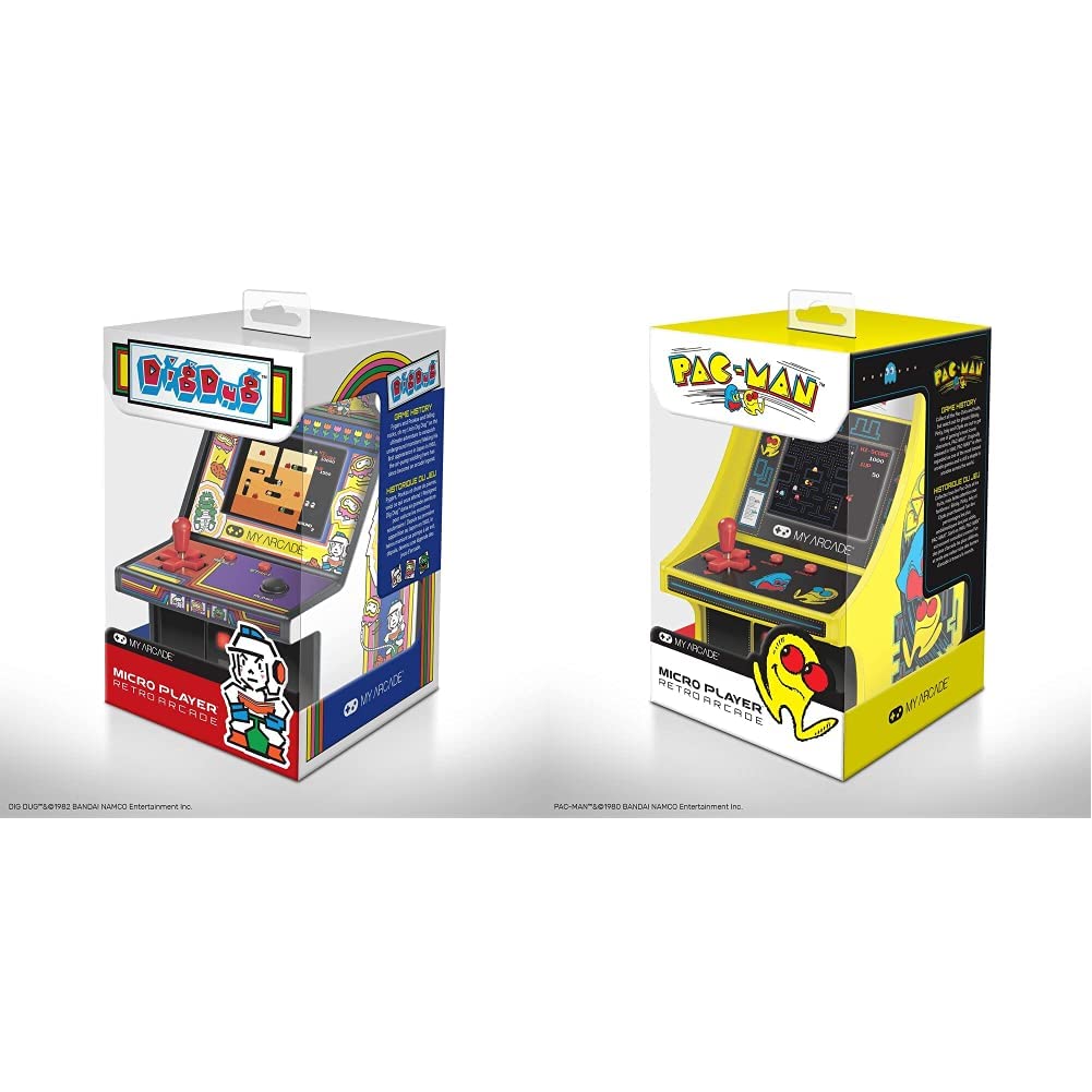 My Arcade Dig Dug Micro Player & Micro Player Mini Arcade Machine: Pac-Man Video Game, Fully Playable, 6.75 Inch Collectible, Color Display, Speaker, Volume Buttons, Headphone Jack