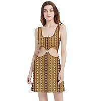 PattyCandy Womens Soft Sexy Clubwear Tribal Elegance African Cats & Animal Print Velvet Cutout Dress, XS-5XL