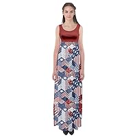 CowCow Womens USA American Flag Summer Casual Empire Waist Maxi Dress, XS-5XL