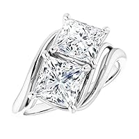 10K Solid White Gold Handmade Engagement Ring 6 CT Princess Cut Moissanite Diamond Solitaire Wedding/Bridal Ring for Women/Her Gorgeous Ring