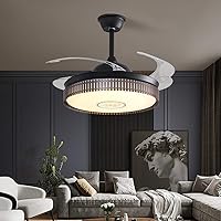 Living Room Fans with Ceiling Lights and Remote Control,Modern Reversible 6 Speed Adjustable Led Dimmable Fan Light for Indoor Bedroom Lounge Dining Room/Brown