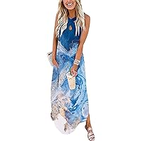 Womens Summer Dress Beach Spandex Dresses Off The Shoulder Dress Staggered Sleeveless Printed Dress(J-C,XX-Large)