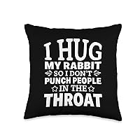 I Hug Easter Bunny Design Lionhead Rabbit Throw Pillow, 16x16, Multicolor