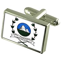 Boa Esperanca City Espirito Santo State Sterling Silver Flag Cufflinks Engraved Box