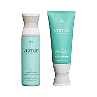 VIRTUE Recovery Shampoo & Conditioner Set | Full Size | Alpha Keratin Repairs Dry, Damaged Hair | Sulfate Free, Paraben Free, Color Safe