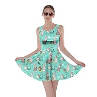 CowCow Womens Easter Festival Colorful Eggs Rabbits Chicks Skater Dress, XS-5XL