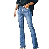 Women's Elastic Bell Bottom Jeans Trendy Denim Modern Wide Leg Flared Denim Pants Stretch Baggy Y2K Boot Cut Loose