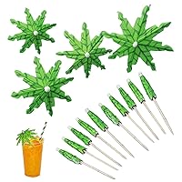 20 Pcs Green Tropical Coconut Palm Tree Toothpick Umbrella Decoration Suitable for Decorating Various Types of Food