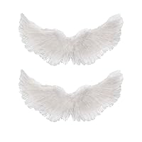 Angel Wings Patch | Embroidered Black Silver Feather Back Patches | Large  2pc. Set - by Nixon Thread Co. (12)