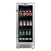 Whynter BBR-838SB Built-in Under Counter 15 inch Beverage Refrigerator and Cooler Fridge with Glass, Lock, Reversible Door, Digital Control and Carbon Filter, 3.0 cu. ft, Stainless Steel, 80 Capacity