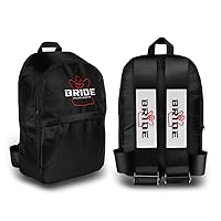 JDM Bride Recaro Racing Laptop Travel Backpack Carbon Fiber Style with Adjustable Harness Straps (Bride - Black Strap)