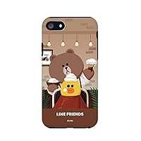 LINE Friends KCL-DBS002 iPhone 8 Case/iPhone 7 Case, Theme, Brown Hairdresser, iPhone Cover, 5.8 Inches