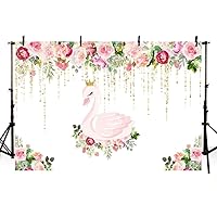 MEHOFOTO Swan Princess Birthday Party Photo Studio Booth Backgrounds Watercolor Blush Pink Floral Gold Glitter Girl Baby Shower Photography Backdrop Banner 7x5ft