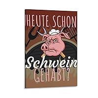 THOUSS Fun Animal Art Decoration, Have Pigs Today Posters, Kitchen Dining Room Wall Decoration Art Canvas Painting Wall Art Poster for Bedroom Living Room Decor 24x36inch(60x90cm) Frame-style