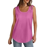 Womens Tank Tops, Womens Flowy Summer Tops Oversized Summer 2024 Tunic Top Loose Fitting Round Neck Camisole, S, XXL