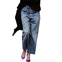 Wide Leg Capri Jeans for Women High Waisted Stretch Cropped Baggy Denim Capris Dressy Casual Straight Leg Jeans Pants