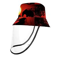 Outdoor Cap with Face Shield Sun Protection Fisherman Hats Windproof Dustproof UV Protective Hat for Boys & Girls, 21.2 Inch for Kids 3D Landscape of Africa