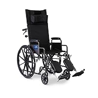Medline Reclining Wheelchair, Desk-Length Arms and Elevating Leg Rests, 16