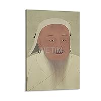 SSDECR Historical Figure Genghis Khan Portrait Poster Quote Poster (1) Canvas Painting Posters And Prints Wall Art Pictures for Living Room Bedroom Decor 20x30inch(50x75cm) Frame-style