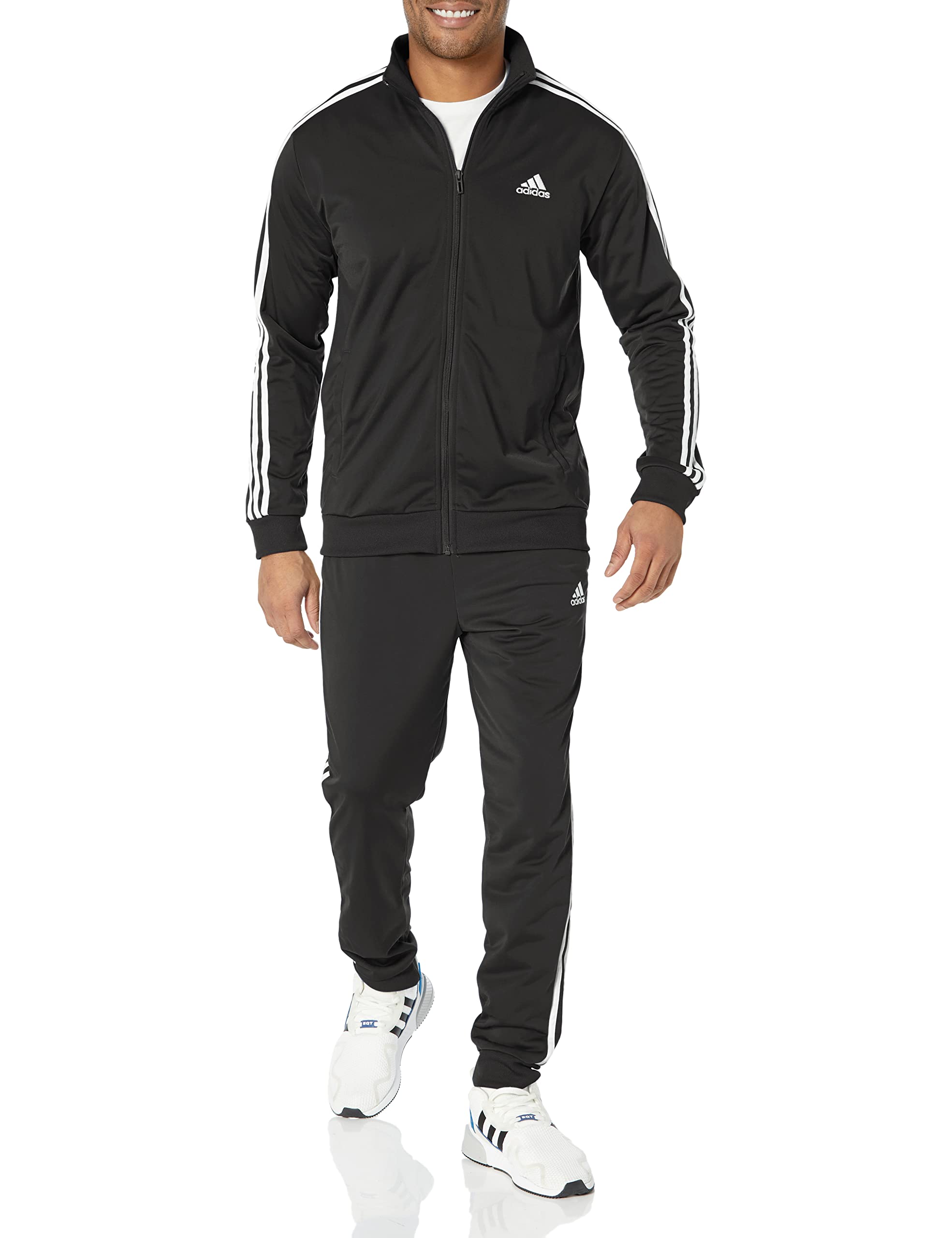 adidas Men's Sportswear Basic 3-stripes Tricot Track Suit, Olive Strata,