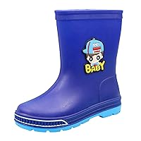 Kids Rain Boots Toddler Girls & Boys Rain Boots Memory Foam Insole and Easy-on Handles Small Rain Boots (D-Blue, 13.5 Little Child)