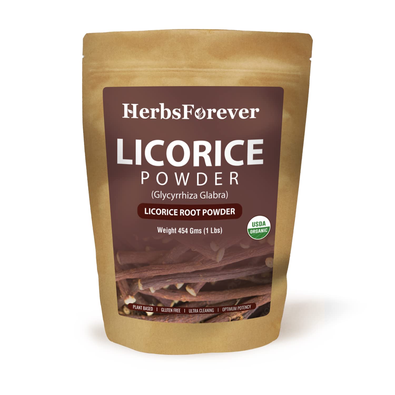 Herbsforever Licorice Powder – Glycyrrhiza Glabra – Relieving Throat Discomfort – Non GMO, Organic, Vegan – 454 GMS