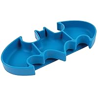 Bumkins Toddler and Baby Suction Plate, Silicone Grip Dish, Babies and Kids, Baby Led Weaning, Children Feeding Supplies, Non Skid Sticky Bottom, Platinum Silicone, Ages 6 Months Up, Batman Blue