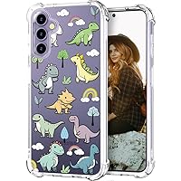 Galaxy S24 Case for Women Clear Design Cute,Girly Girls Aesthetic Designer Case Compatible with Samsung Galaxy S24 Lovely Dinosaurs Animal Kawaii