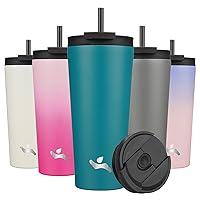 22OZ Insulated Tumbler with Lid and 2 Straws Stainless Steel Water Bottle Vacuum Travel Mug Coffee Cup,Blue