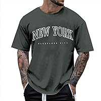 Mens Letter Printed T-Shirt New York Sleepless City Crewneck Shirts Summer Streetwear Stretch Comfortable Tops