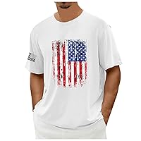 4th of July Shirts Mens Distressed American Flag Short Sleeve Independence Day T-Shirt Casual Patriotic Basic Tee Tops