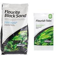 Seachem Flourite Black Sand, 15.4 Pound (Pack of 1) Flourish Tabs Growth Supplement - Aquatic Plant Stimulant 10 ct Bundle