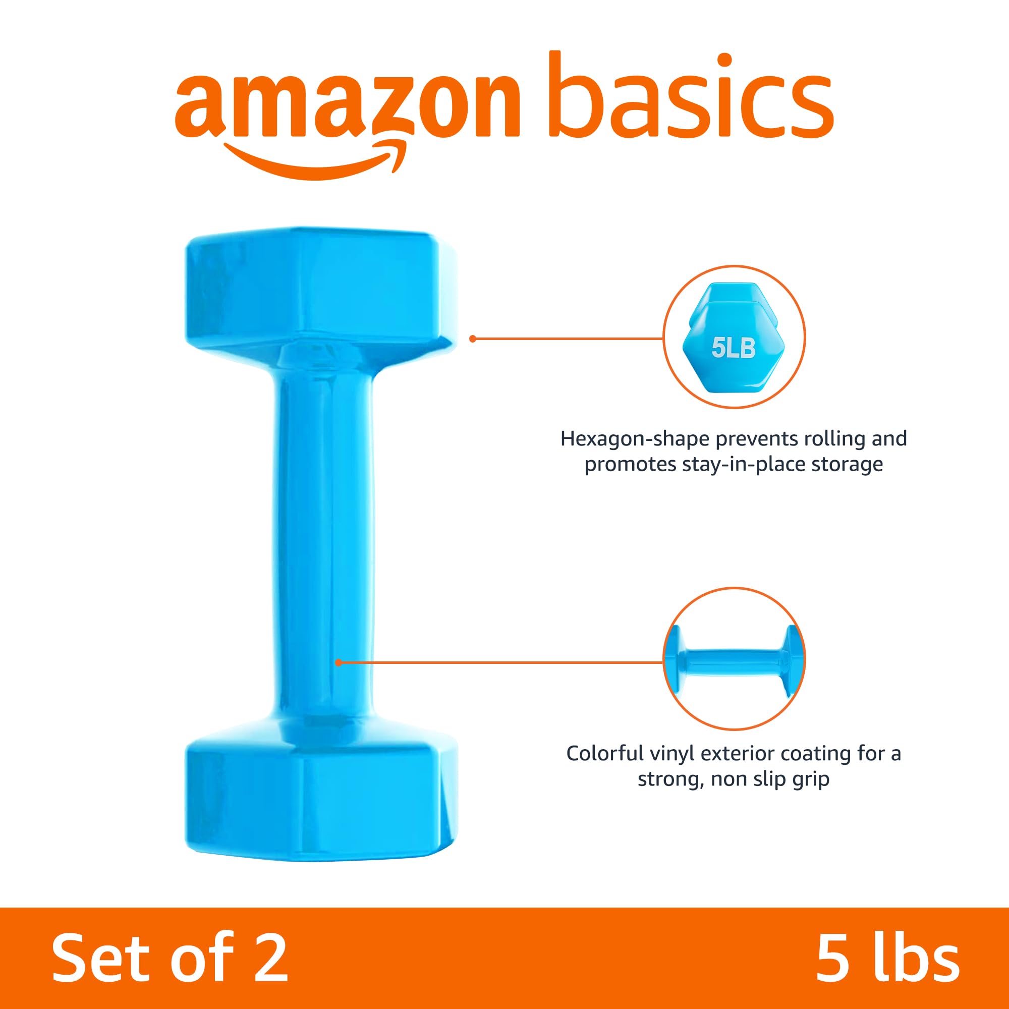 Amazon Basics Vinyl Hexagon Workout Dumbbell Hand Weight