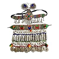 Afghan Tribal Afgani Full Necklace Earrings,Headdress Set for Funtions and Parties Afghani traditional jewellry set