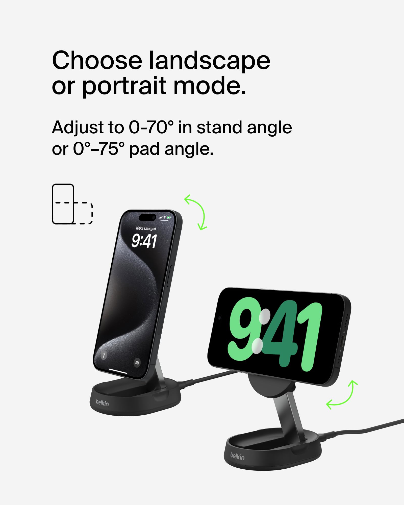 Belkin BoostCharge Pro 15W Convertible Magnetic Charging Stand, MagSafe-Compatible Fast Qi2 Charger for Apple iPhone 15, 15 Plus, 15 Pro, 15 Pro Max, iPhone 14 & 13, Apple Airpods Pro, & More - Black