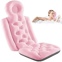 Bath Pillows for Tub, Full Body Bathtub Pillow, Soft Breathable Bath Tub Pillows for and Neck, Fast Drying Bath Cushion, Non-Slip Bathtub Cushion for Adults(Pink)