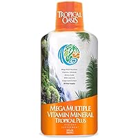 Tropical Oasis Mega Plus - Liquid Multivitamin and Mineral Supplement – Includes 85 Vitamins & Minerals, 20 Amino Acids + CoQ10, Grape Seed Extract & Organic Aloe Vera - 32oz, 32 Servings, 33460