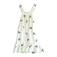 Double Layer Crepe Wood Ear Suspenders Can Be Worn Outside and Home in Summer Girls' Mid Length Nightdress 4t Boys