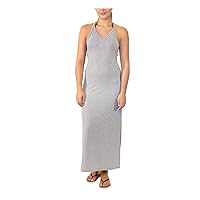 Swim Women's Gray Racerback Maxi Slit Dress Adjustable Deep V Neck Swimsuit Cover Up XS