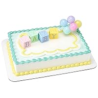 B-A-B-Y Blocks DecoSet Cake Decoration Blue, Pink, Yellow, Approximately 5