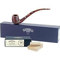 Clark's Favorite Rusticated Briar Tobacco Pipe With 100 Balsa Filters, Italian Hand Crafted Gentleman's Smoking Pipe With Filters