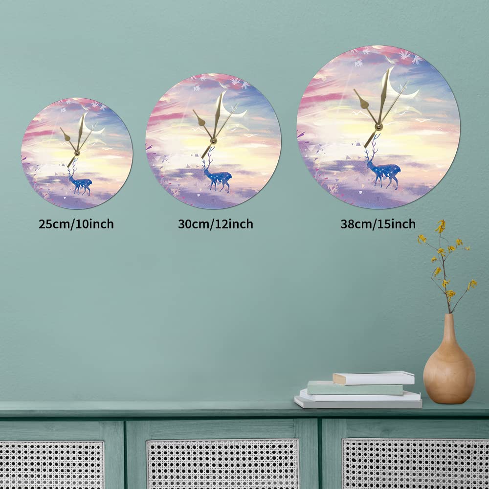 Floral Sewing Machine Wood Wall Clocks Sewing Lovers Hanging Wall Clock 10inch Abstract Silent Non-Ticking Battery Operated Wood Print Hanging Clock for Living Room Office Home Craft Room Decor