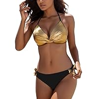 SNKSDGM Womens Sexy Brazilian Bikini Set Two Piece See Through Swimsuits Push Up Printed Bathing Suit Swimwear