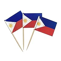 100 Pcs Philippines Flag Filipino Toothpick Flags, Small Mini Stick Cupcake Toppers Cocktail Picks