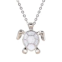 Sea Turtle Pendant Necklace for Women Men Girls Boys, Silver Plated Link Chain Animal Jewlery