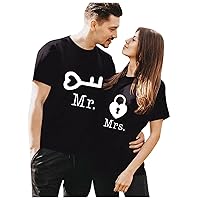 Matching Outfits for Couples Teens Heart Patterned Crewneck Short-Sleeved Tee Party Couple Matching Shirts
