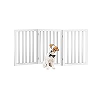 Pet Gate - 3-Panel Indoor Foldable Dog Fence for Stairs, Hallways, or Doorways - 55x24-Inch Retractable Freestanding Dog Gates by PETMAKER (White)